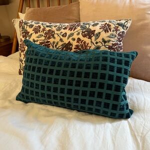 12 x 20 blue green velvet throw pillow cover